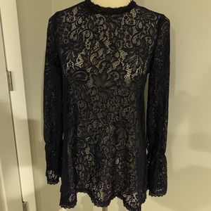 Zara lace top with bell sleeve Navy